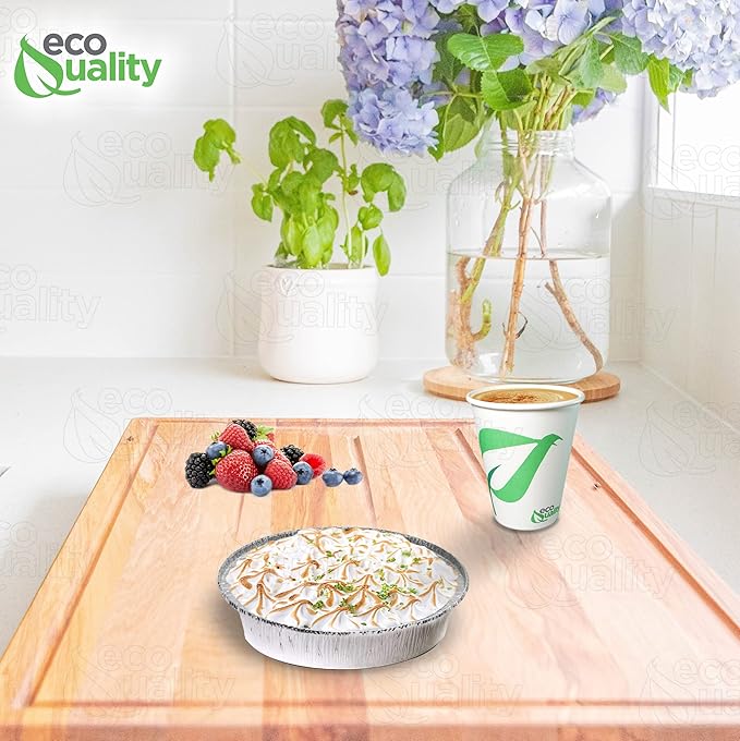 EcoQuality 6" Round Aluminum Foil Pans - Disposable Containers with Foldable Walls for Pie Baking, Cooking, Serving, Reheating, and Storing - Freezer and Oven Safe Tart Pan 400 Pack