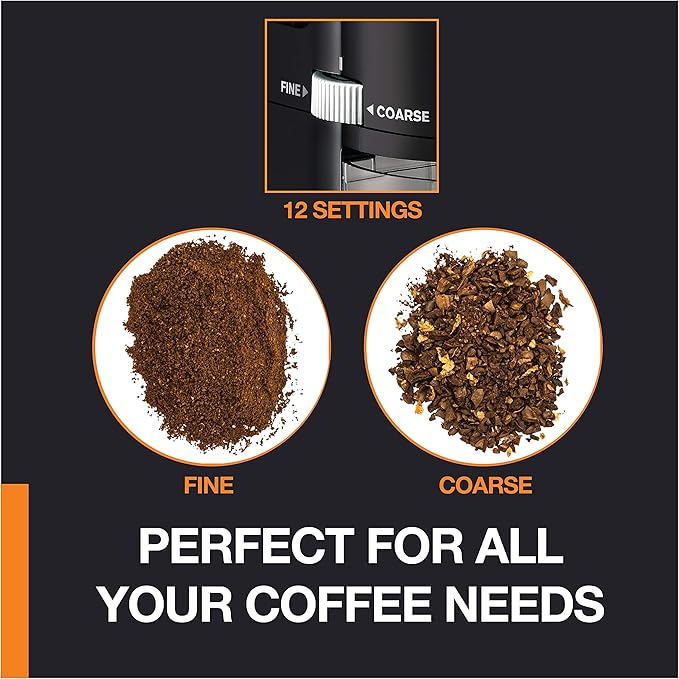 KRUPS Precision Burr Coffee Grinder: 12 Settings, 8 oz Capacity for Drip, French Press, Espresso, Pour Over, Cold Brew - Stainless Steel, 110W, Auto-Stop, Easy Clean - Coffee Grinders for Home Use