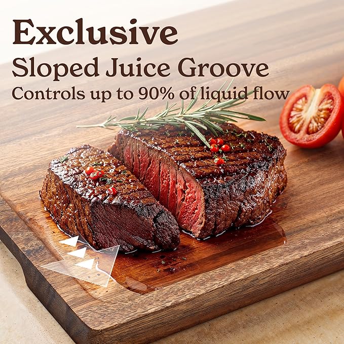 SMIRLY Walnut Wood Cutting Boards for Kitchen, Set of 2 Large - Small, Walnut Wooden Cutting Board Set with Deep Juice Grooves, Non Toxic Serving Tray