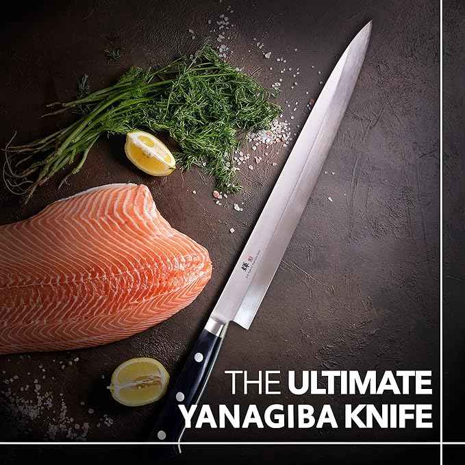 Kagayaki Japanese Chef’s Knife, KG-18 Professional Yanagiba 240mm(Sashimi, Sushi Knife), VG-1 High Carbon Japanese Stainless Steel Pro Kitchen Knife with Ergonomic Pakka Wood Handle