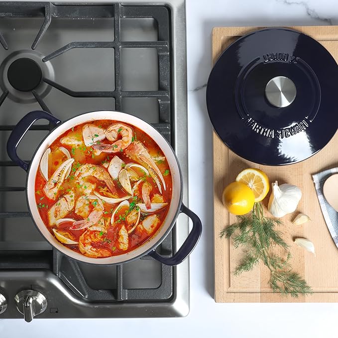 Martha Stewart Gatwick 4 Quart Enamel Cast Iron Dutch Oven - Navy Blue