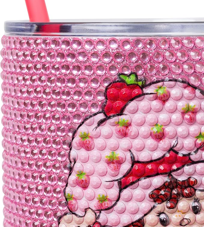 Silver Buffalo Strawberry Shortcake 40oz Stainless Steel Rhinestone Tumbler