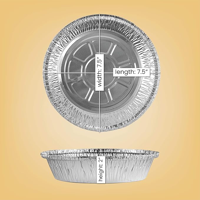 PLASTICPRO 7'' Inch Round Tin Foil Pans Disposable Aluminum, Freezer & Oven Safe - For Baking, Cooking, Storage, Roasting, & Reheating, Pack of 20