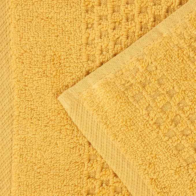 Superior Playa Zero Twist Cotton Medium Weight Towels, for Guest Bath, Bathroom, Shower, Spa, Plush, Quick Dry, Ultra-Soft Towels, Bath Essentials, Waffle Textured, Bath Towels, Set of 2, Gold