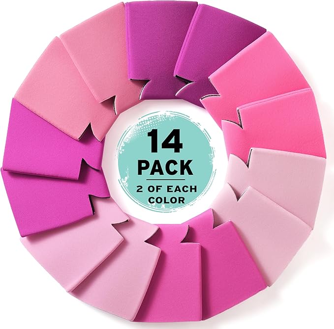 Blank Beer Can Cooler Sleeves (14-Pack) Soft Insulated Beer Cozy for Cans - HTV Friendly Plain Coolies in Bulk for Beer Cans & Bottles - Can Cozy Sublimation Blanks for Vinyl Projects & Wedding Favors