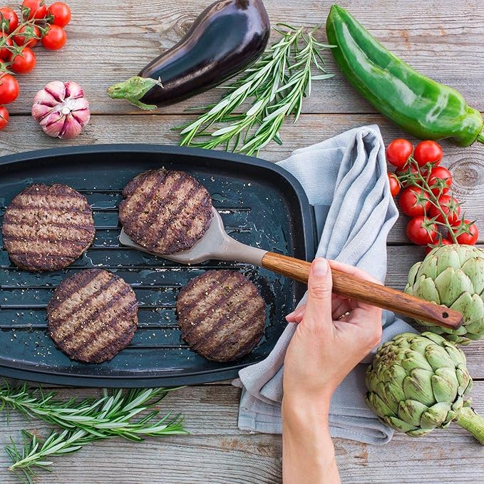 Kitchen Utensils Set, Silicone Cooking Utensils Set,Non-Stick Silicone Spatula Set with Natural Acacia Hard Wood Handle, 5 Piece, Upgraded Thickened Cookware