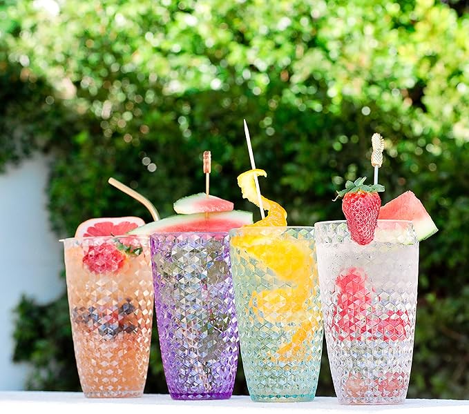 BELLAFORTE - Shatterproof Tritan Plastic Tall Tumbler Teal- 19oz, set of 4, Laguna Beach Drinking Glasses - Dishwasher Safe Tumblers - Unbreakable Drinkware for Indoor and Outdoor Use, BPA Free