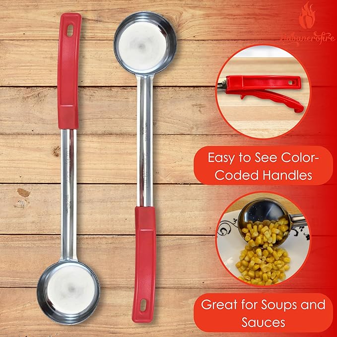 2 Ounce Solid Stainless Steel Portion Control Ladle Spoon for Measuring and Serving; Commercial Grade Serving Scoops [Pack of 12]