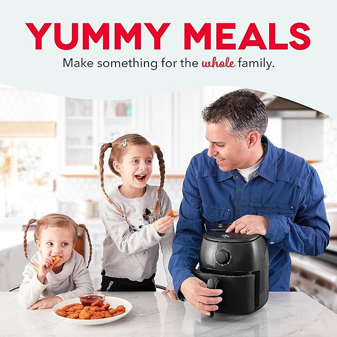 Dash Tasti-Crisp™ Air Fryer - AirCrisp® Technology - Compact Design with Adjustable Temperature Control - Nonstick Fry Basket & Auto Shut-Off Feature - 6 Quarts - Black