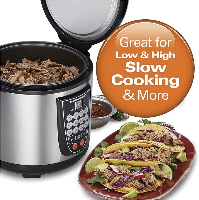 Hamilton Beach Digital Programmable Rice Cooker, Slow Cooker & Food Steamer Bundle (20 Cups Cooked)