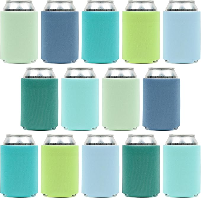 Blank Beer Can Cooler Sleeves (14-Pack) Soft Insulated Beer Cozy for Cans - HTV Friendly Plain Coolies in Bulk for Beer Cans & Bottles - Can Cozy Sublimation Blanks for Vinyl Projects & Wedding Favors