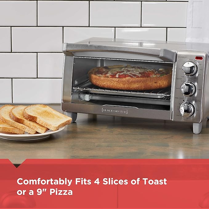 BLACK+DECKER 4-Slice Toaster Oven with Natural Convection, Stainless Steel, TO1760SS (TO1760SST-1)