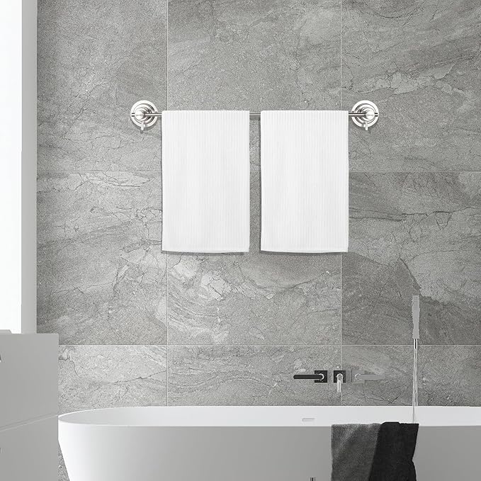 BOPai Extendable Suction Cup Towel Bar 17-28.5", Removeable Shower Door Mat Rod, Brushed Nickel