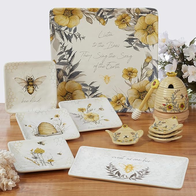 Certified International Bee Sweet 9 oz. 3-D Honey Pot with 4 Tea Bag Holders