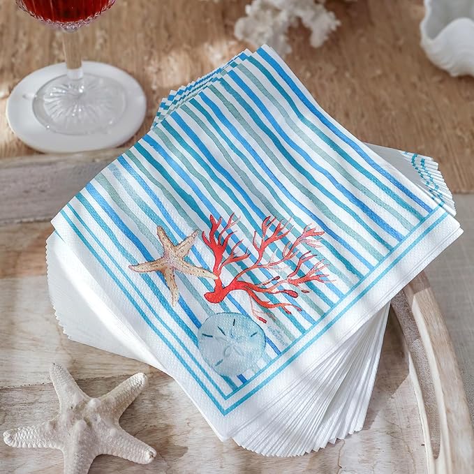 Kate Aspen Beach Party Decorations - 62 Piece Coastal Plates and Napkins Party Supplies for 16 Guests - Summer Tableware for Bridal Shower, Luau, Wedding, Pool Parties & More