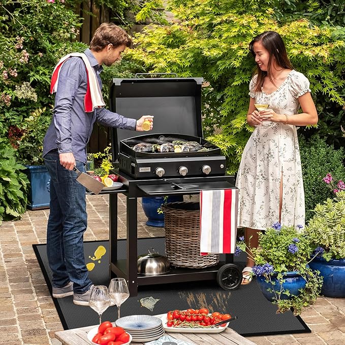 44" Square Fire Pit Mat/Under Grill Mat Fireproof Waterproof Oil-Proof, 4 Layers Fireproof Mat Fire Pit BBQ Pad Protect Mat for Deck Patio Grass Outdoor Wood Burning Fire Pit and BBQ Smoker