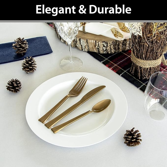 Lillian Tablesettings Premium Quality 10.25 inch Heavyweight Plastic Plates China Like, Wedding and Party Dinnerware Plastic Plates White Pearl - Value Pack 240 Count