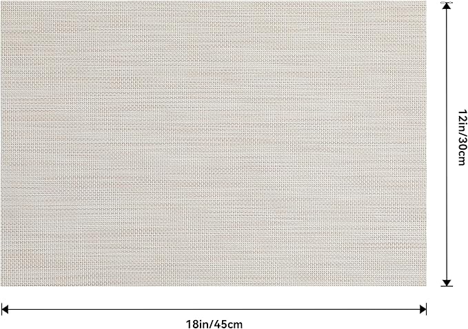 Leetaltree Beige White Placemats Set of 16 - Heat Resistant Non-Slip Place mats for Dining Table, Washable Durable PVC Vinyl Woven Table Mats(Beige White, 16)