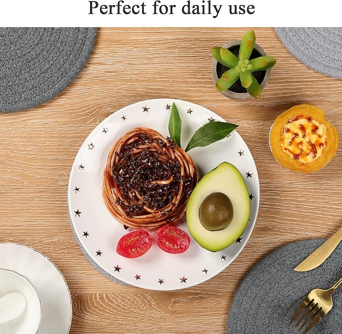 SHACOS 8 Inches Trivets for Hot Dishes, 4 Pieces Heat-Resistant Trivets Mats for Kitchen, Cotton Pot Holders for Hot Pots and Pans, Hot Pads for Countertops and Table, Gray and Light Gray