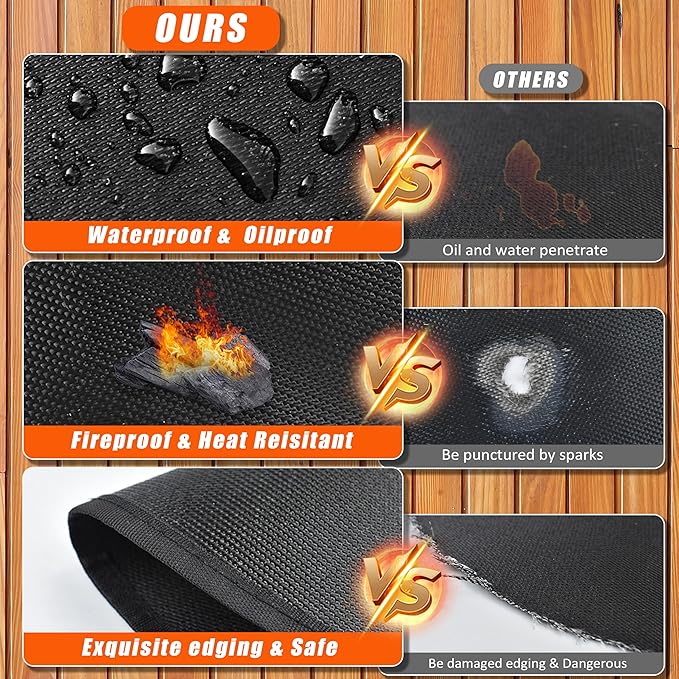 Round Fire Pit Mat Compatible with Solo Stove Bonfire, Accessories Compatible with Solo Stove, 3-Layer Fireproof Esay to Clean Grill Matt for Outdoor Grill Deck Protector, 59in