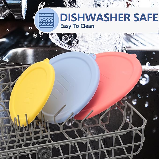 3 Pack Silicone Lids Only Fit for Pyrex 322-1 Quart / 323-1.5 Quart / 325-2.5 Quart Smart Essentials Rimmed Glass Mixing Bowls, Dishwasher and Microwave Safe (Lids Only)