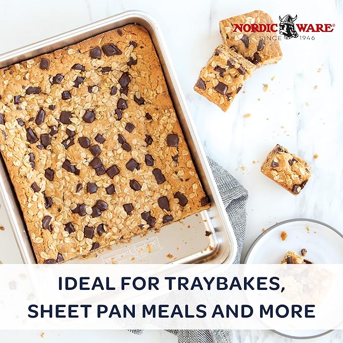 Nordic Ware Natural Aluminum Commercial Rectangular Cake Pan, Exterior dimensions 12.9 x 9.5 x 2.5 inches and interior dimensions 12.1 x 8.8 x 2.5 inches