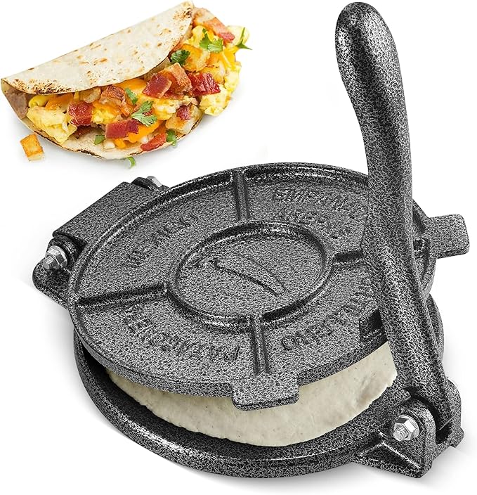 ARC Tortilla Press 8 inch, Cast Iron Tortilla Maker Include 100 Pcs Parchment Paper, Heavy Duty Tortillera Pataconera, Flour Tortilla Press, Roti Maker, Taco Maker, Taco Press, Black Gray