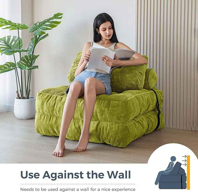 MAXYOYO Folding Sofa Bed, Convertible Sleeper Chair with Pillow Foldable Matress, Portable Fold Out Chair Bed Comfy Floor Sofa Lounge for Living Room Bedroom