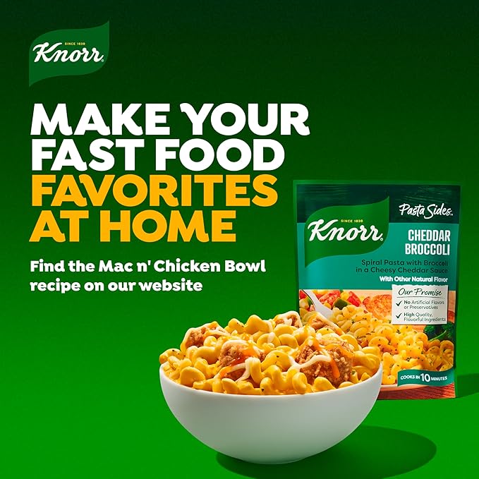 Knorr Pasta Sides 12 count Cheddar Broccoli for delicious, rich meal starter, pasta side or one skillet meal 7 minute preparation easy pasta dishes 4.3 oz