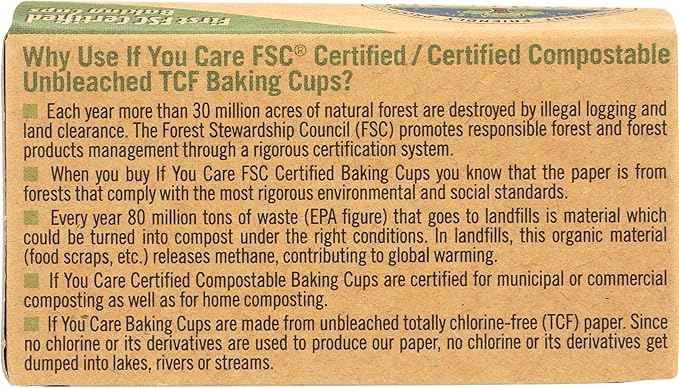If You Care Unbleached Cupcake Liner Baking Cups - 24 Pack of 24-Count Boxes – Extra Large Jumbo Size - Made of Silicone Coated, Greaseproof Parchment Paper, Compostable Muffin Holders