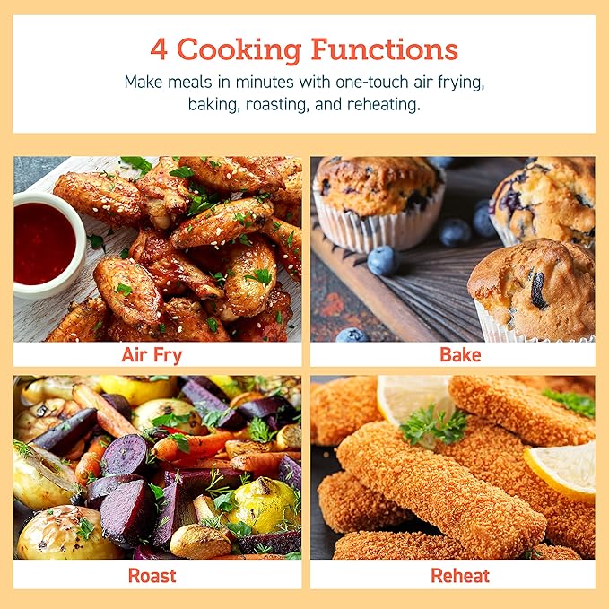COSORI Small Air Fryer Oven 2.1 Qt, 4-in-1 Mini Airfryer, Space-saving & Low-noise, Nonstick and Dishwasher Safe Basket, 30 In-App Recipes & Air Fryer Liners, 100 PCS Square Disposable Paper Liners