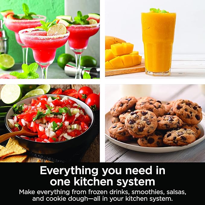 Ninja Kitchen System | All-in-One Food Processor & Blender for Smoothies | Includes Pitcher, Travel Cup, & 8-Cup Bowl | Makes Salsa, Dough, Shakes, & Frozen Drinks | 120 Volts | Black | BL770AMZ