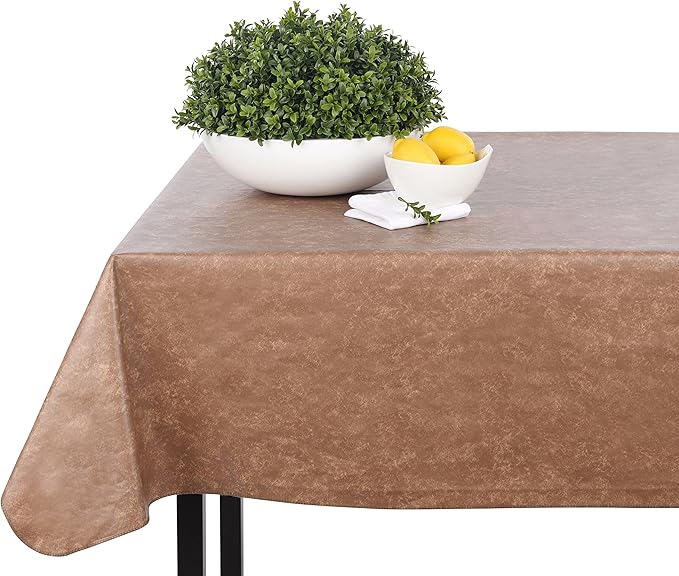 Yourtablecloth Heavy Duty Vinyl Rectangle or Square Tablecloth – 6 Gauge Heavy Duty Tablecloth – Flannel Backed – Wipeable Tablecloth with Vivid Colors & Many Sizes 52 x 90 Camel Print