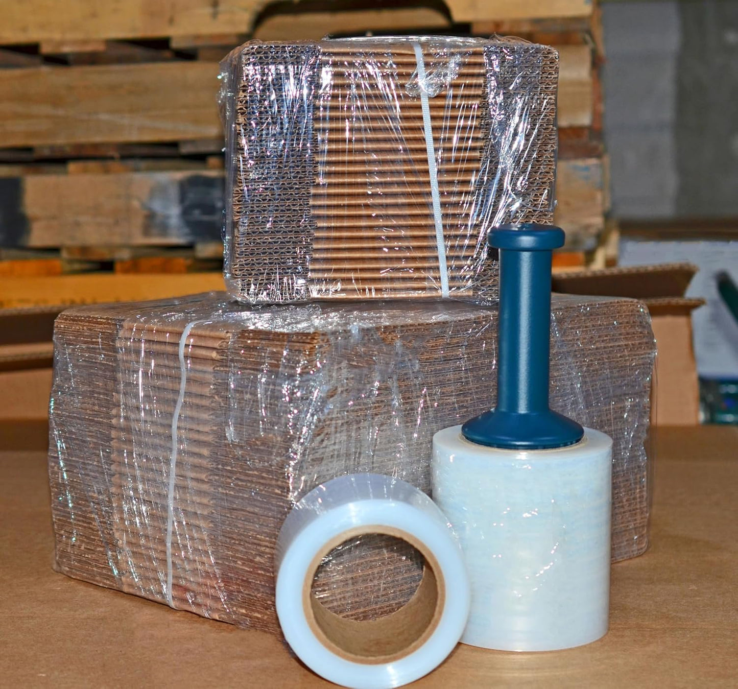 WOD SFCB80 Heavy Duty Hand Stretch Film Wrap 80 Gauge Thick with Dispenser - Clear Shrink Wrap Ideal for Moving, Packing, & Palletizing Applications: 5" in. x 1000 Ft (6-Rolls)