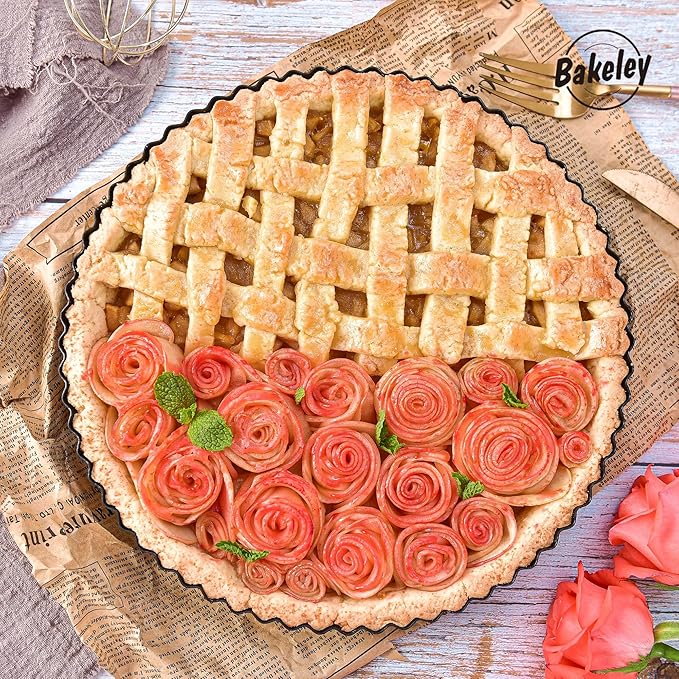 11-Inch Round Tart Pan with Loose Removable Bottom, Non-Stick Carbon Steel Quiche Pan for Oven Baking (Black)
