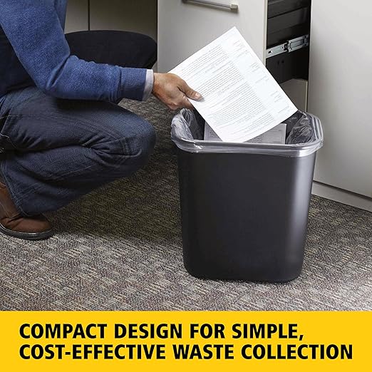 Rubbermaid Commercial Products Wastebasket/Trash Can, 7-Gallon/28-Quart, Black, Plastic, for Bedroom/Bathroom/Office, Fits Under Desk/Sink/Cabinet, Pack of 4