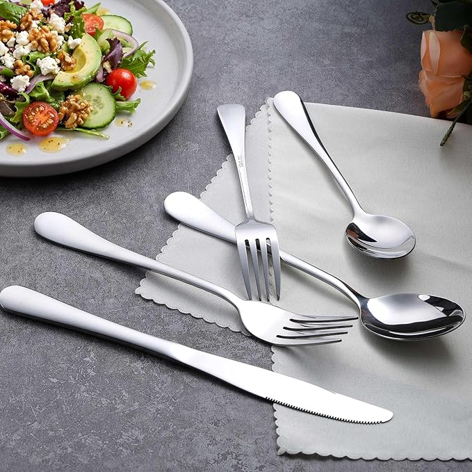 LIANYU 30 Piece Flatware Silverware Set for 6, Stainless Steel Cutlery Eating Utensils, Mirror Finished, Dishwasher Safe