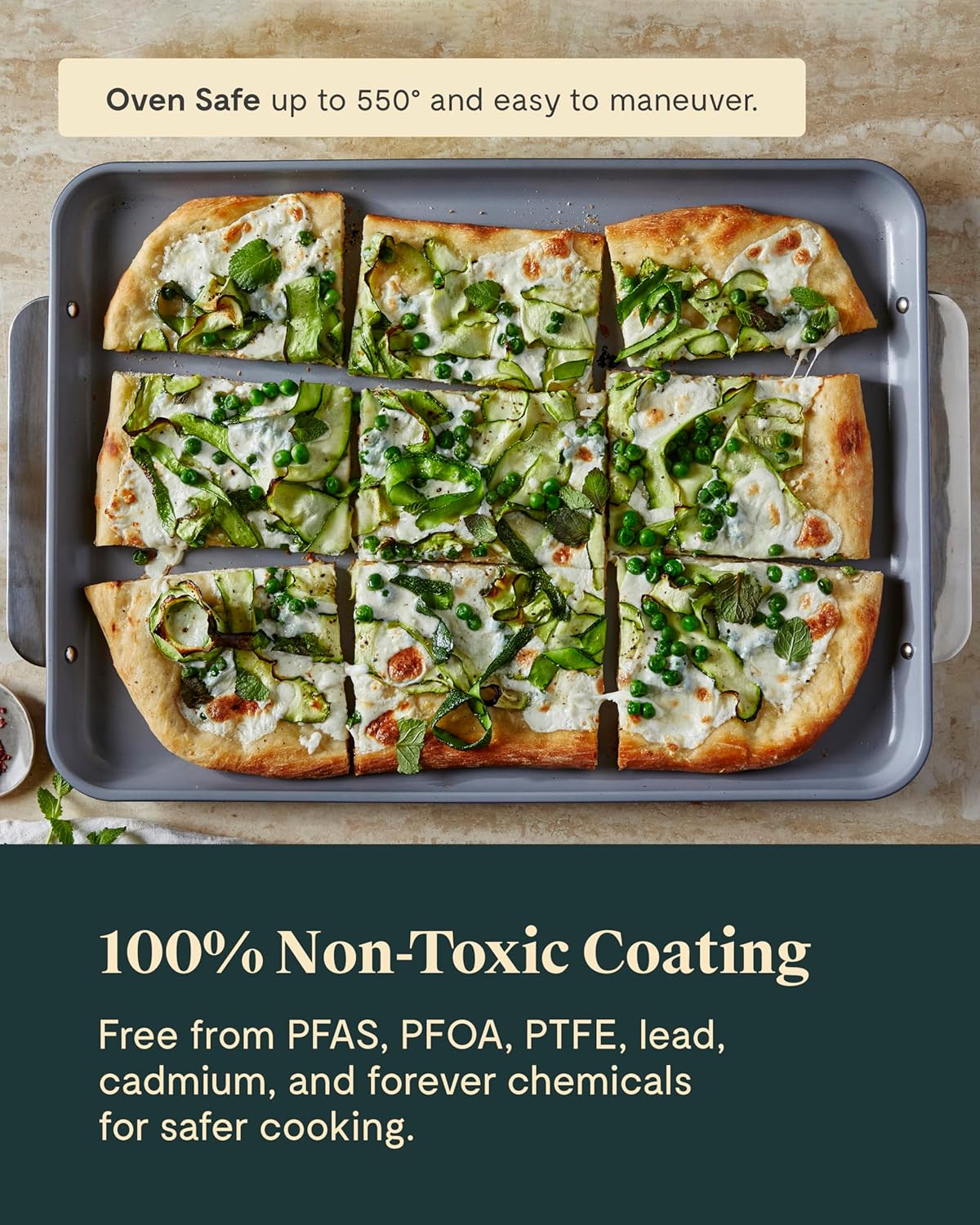 Caraway Non-Stick Ceramic Baking Sheet Trio - Naturally Slick Ceramic Coating - Non-Toxic, PTFE & PFOA Free - 18 x 13" Large, 15 x 10" Medium, & 9" x 13" Small - White