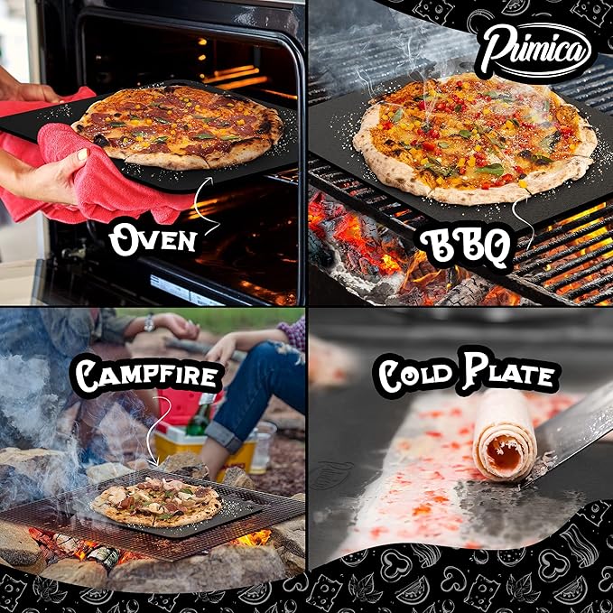 Primica Pizza Steel XL for Oven & Grill,16"x13.4", The Ultimate Crust Game Changer, Perfect for Oven Baked Pizza with higher Conductivity, Premium Baking Alternative to Pan and Stone