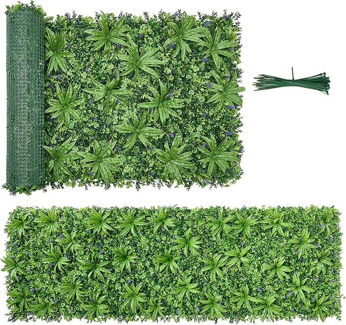 VEVOR Artificial Plant Wall, 40 x 120 in Artificial Boxwood Panels, Sun Protection Greenery Backdrop Privacy Hedge Fence, Fake Grass Screen for Wedding, Indoor, Outdoor Garden, Backyard,Mixed Leaf