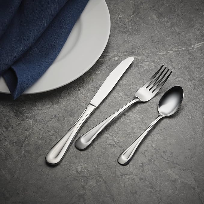 Oneida Silverware Set, Satin Sand Dune Everyday Flatware 4-Piece Teaspoons Set, Service For 4, 18/0 Stainless Steel, Dishwasher Safe, Satin Finish, Home & Kitchen Utensils, Teaspoon (Silver, 4 Piece)