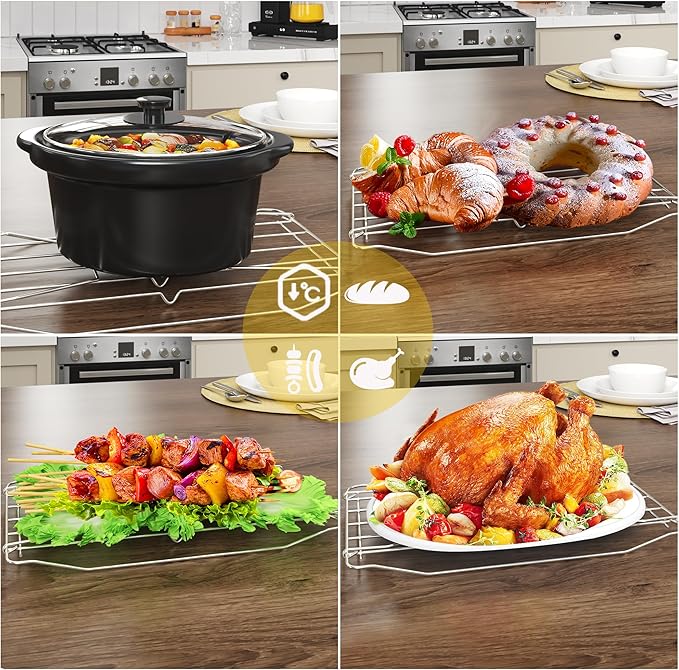Sunvivi Roaster Oven, Electric Roaster Oven with Viewing Lid, 28lb 24-Quart Turkey Roaster with Unique Defrost/Warm Function, Large Roaster with Removable Pan & Rack, Stainless Steel, Black