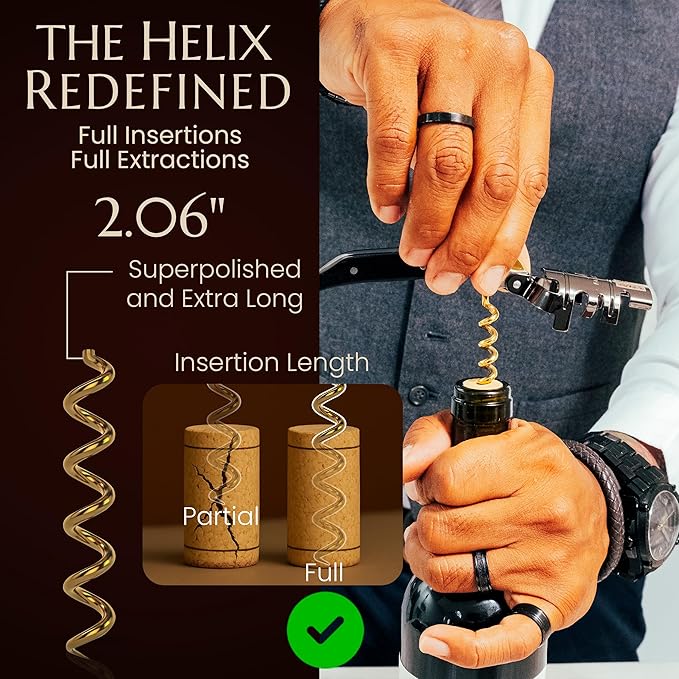Corkscrew for Professionals FALCORK® 354 – Control – 3-Step Lever, 6-Turn Helix and Generous Wooden Handle for Maximum Smoothness and Controlled Technique on Fine Wine Corks