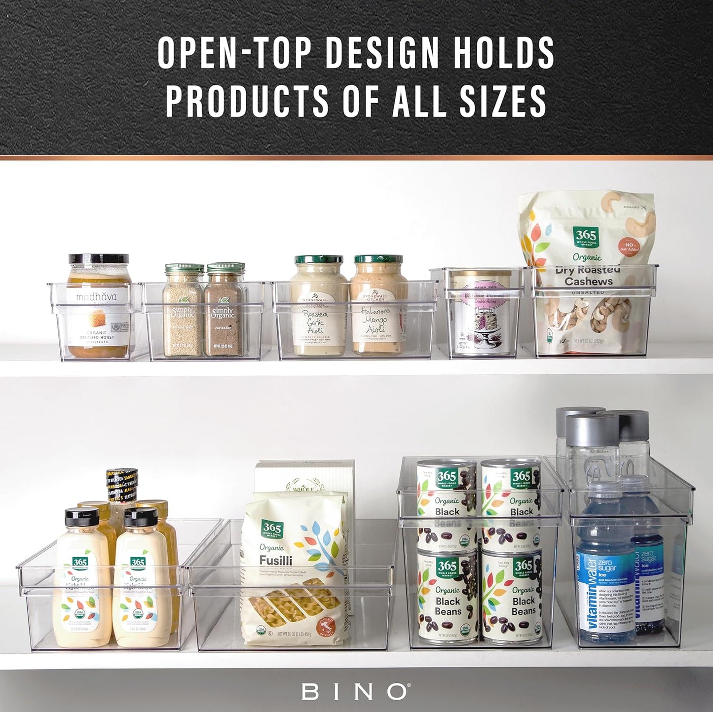 BINO | Plastic Storage Bins, X-Large | THE HANDLER COLLECTION | Multipurpose Organizer Bins | Kitchen Pantry Organizers and Storage | Clear Containers for Organizing Home | Freezer Organizer