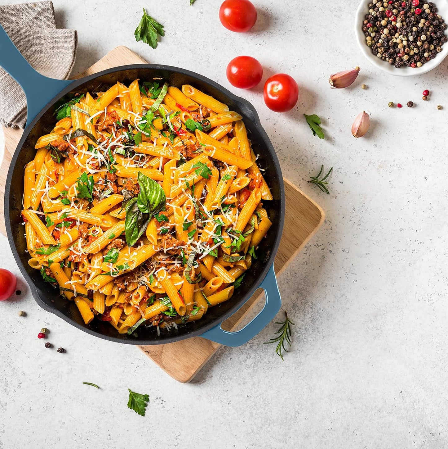 Utopia Kitchen Cast Iron Frying Pan 10.25 Inch, Cast Iron Chefs Pan, Pre Seasoned Skillet, Safe Grill Cookware for Indoor & Outdoor Use, Teal