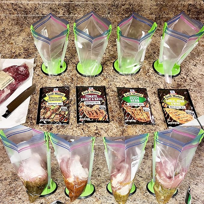 Ziplock Bag Holder Stand Adjustable For Plastic Freezer Bags/Hands Free Baggy Rack Gallon Bag Holder Stand,6 Pack/6pcs