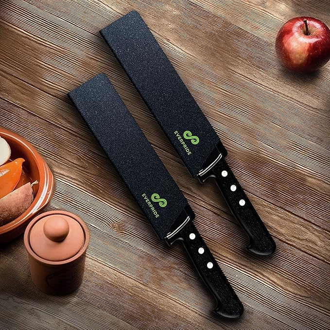 EVERPRIDE 8 Inch Chef Knife Sheath Set (2-Piece Set) Universal Blade Edge Cover Guards for Chef and Kitchen Knives – Durable, BPA-Free, Felt Lined, Sturdy ABS Plastic – Knives Not Included