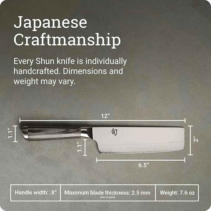 Shun Cutlery Kagerou Nakiri Knife 6.5 Inch, Ideal Sharp Chopping Knife for Vegetables and All-Purpose Chef Knife, Professional Nakiri Knife, Handcrafted Japanese Kitchen Knife