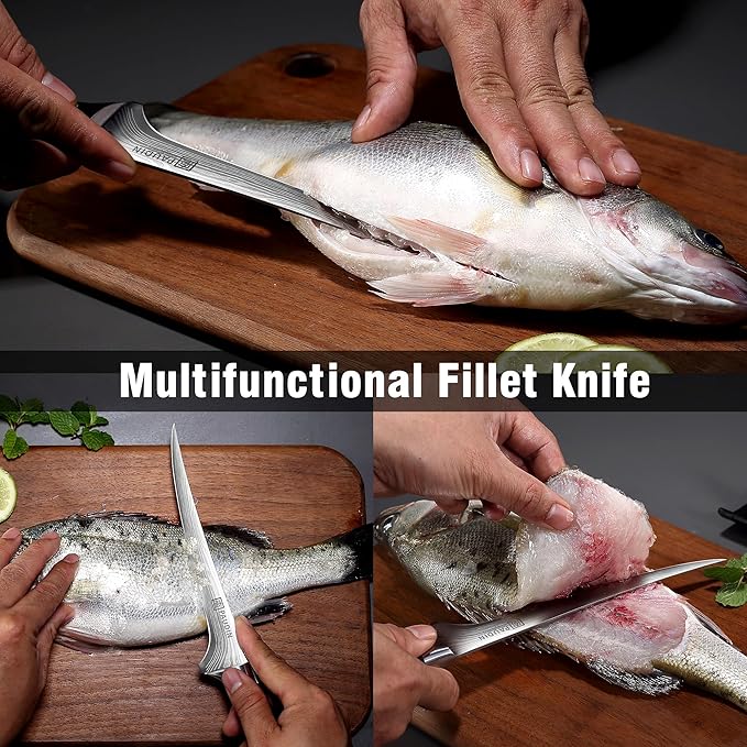 PAUDIN 7 Inch Fillet Knife – Flexible Boning Knife for Fish & Meat with Protective Sheath, Razor Sharp High Carbon Stainless Steel, Ergonomic Pakkawood Handle, Gift Box