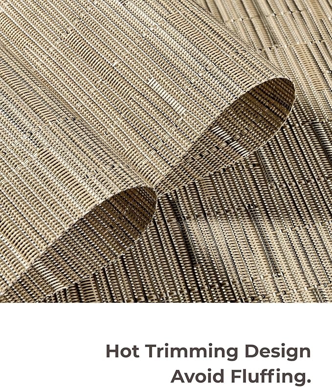 Leetaltree Light Brown Placemats Set of 24 - Heat Resistant Non-Slip Place mats for Dining Table, Washable Durable PVC Vinyl Woven Table Mats(Light Brown, 24)